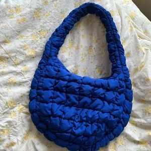 COS mini quilted puffer bag in blue (used)